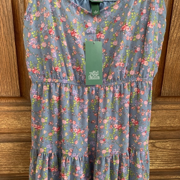 NWT Wild Fable purple floral tiered midi dress - Picture 7 of 12